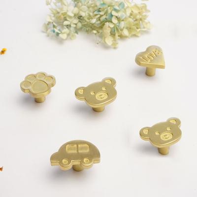 Cat's Paw Bear Furniture Handles Brass Cabinets Drawers Knobs Cartoon Door Handles  Hardware