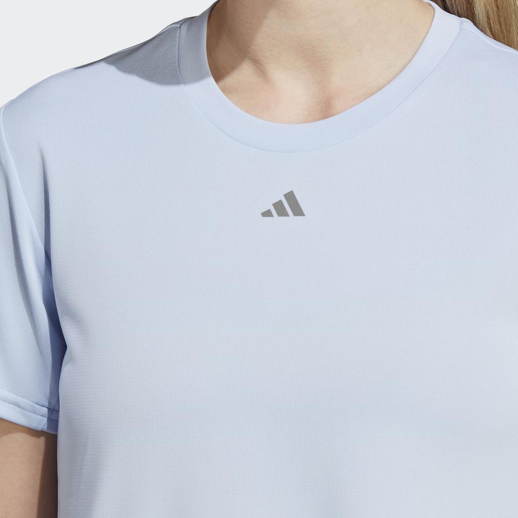 Adidas Heat.Rdy Sweat-Conceal Solid Logo Tricou cu mânecă scurtă cu gâtul turnat Femei Topuri Albastru deschis II3245