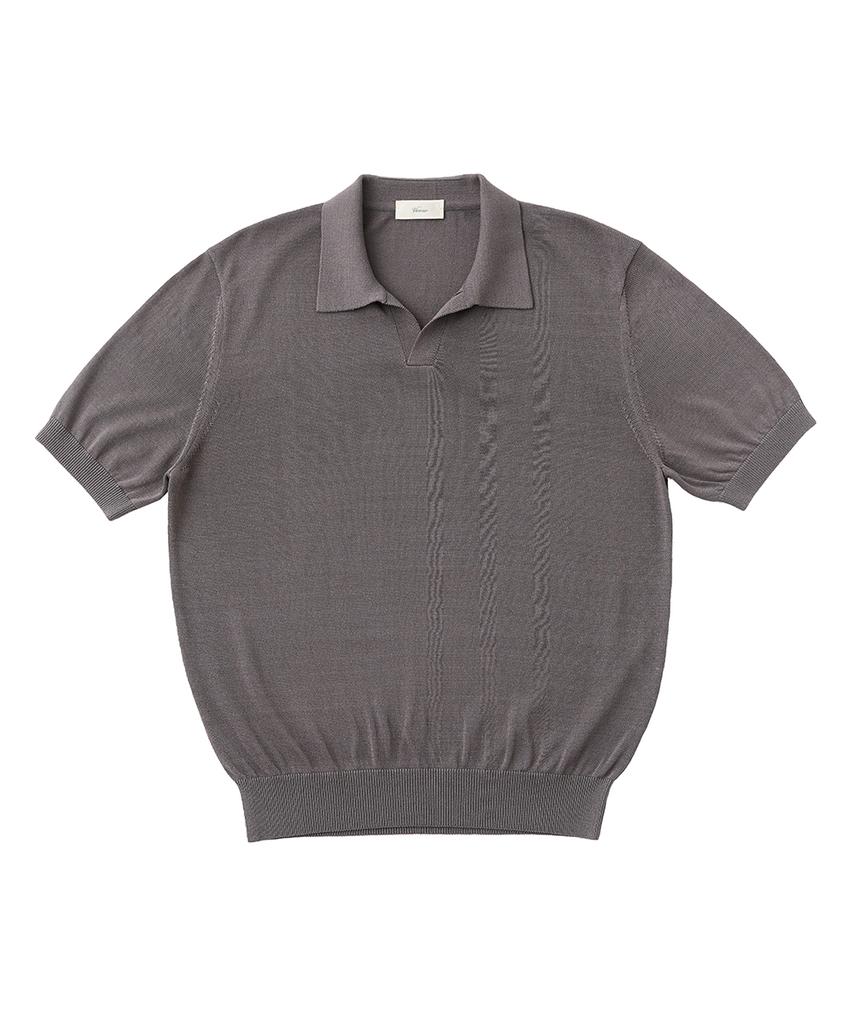 VERNO 26Ssll Open Collar Knit Gray
