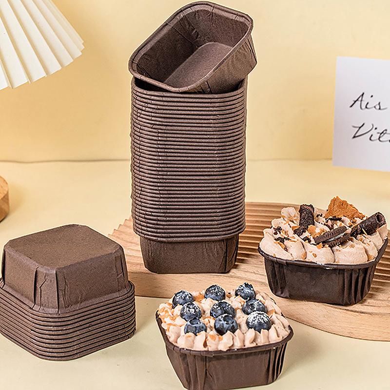50Pcs/Set Cake Mold Square Shape Bread Pan Cake Muffin Cupcake Paper Cups