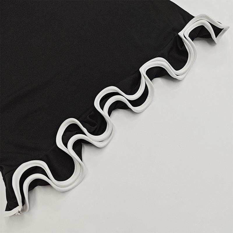 Fashion Women's Knit Mini Dress Ruffled Summer High Waist Elegant Slim Party Dress Patchwork Knitwear Sweater Female Dress