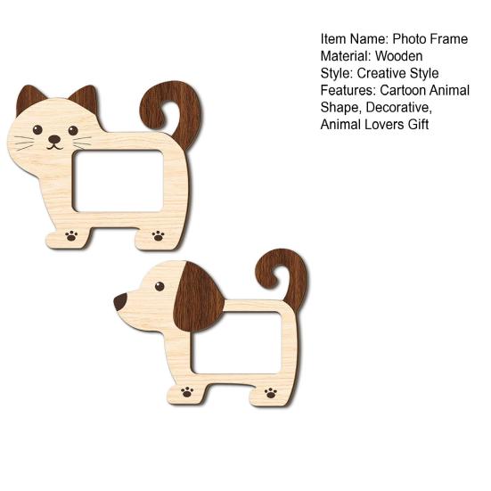 1/2 Stück Cartoon Katze Holz Fotorahmen Hund Form Bildhalter Dekoration für Zuhause Büro Schreibtisch Tierliebhaber Geschenk