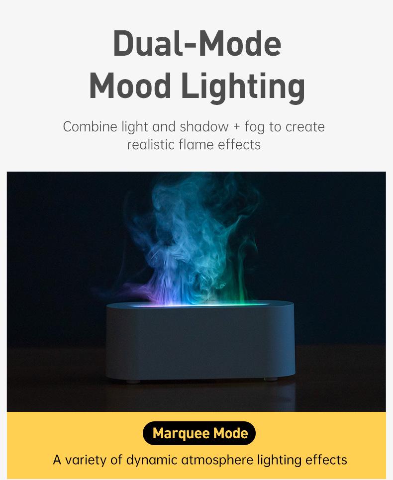 Seven-Color Simulated Flame USB Aroma Diffuser for Home and Office