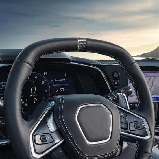 2pcs Hard Carbon Fiber Car Steering Wheel Ring Decoration For Corvette C8 20-24