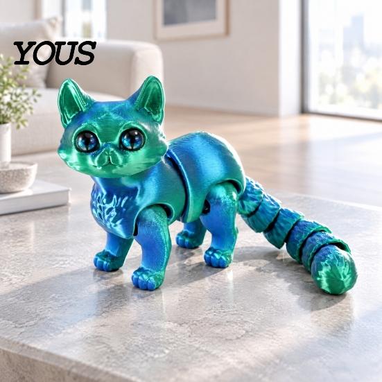 Handheld Decompression Toys 3D Printed Cat Toy, Articulated Movable Joint Figurine for Desk Fidget Office Decor, Cute Sensory Toy Kids Adults,