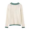 2025 Spring Women's Casual Loose V-Neck Knitwear with Eight-Strand Braid Design