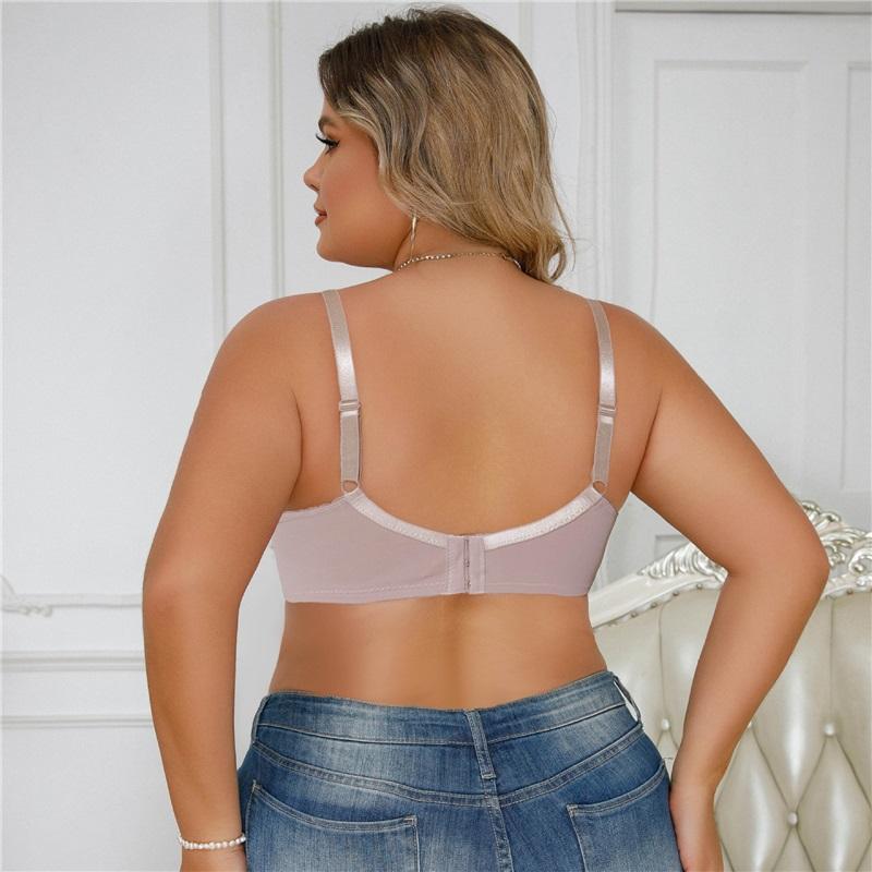 Lencería Europea y Americana de Talla Grande Sexy Sujetador Push Up de Encaje de Color Sólido para Mujer