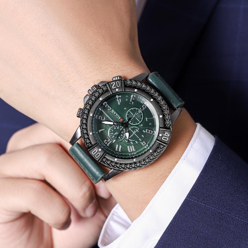New Casual Men's Quartz Watch – Retro Sports Design with Silicone Strap, Black and Blue