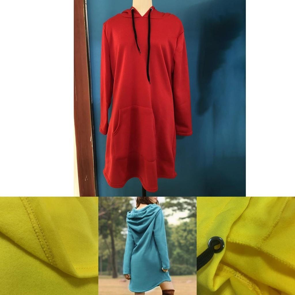 Cozy Womens Winter Long Sleeve Tunic Tops Pullover Hoodie Dress In Six Colors