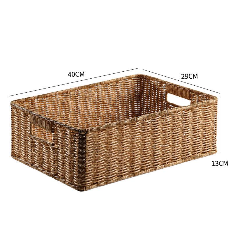 Coș de depozitare de birou în stil nordic cu împletitură de ratan pentru măsuța de cafea din living