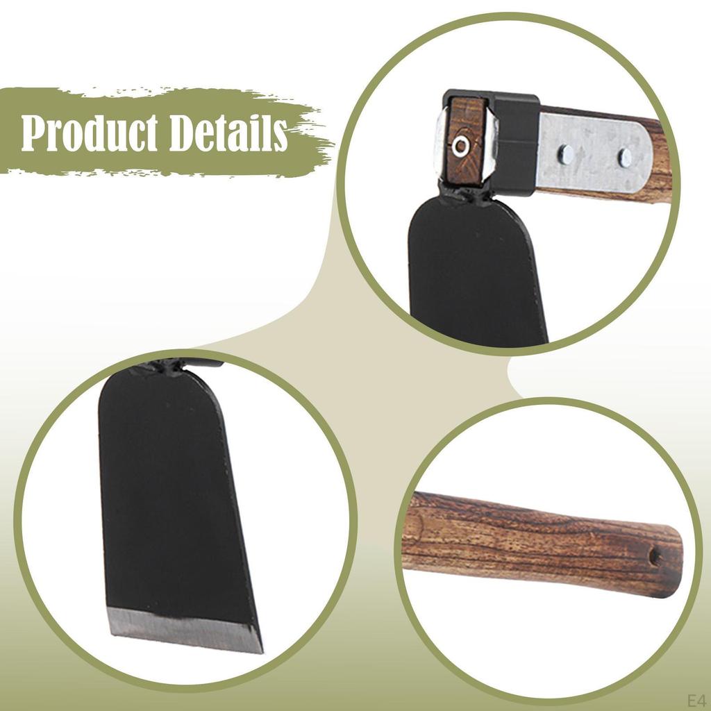 Garden Hoe Cultivator Sturdy Wood Handle Carbon Steel Tiller Tool for Loosening Soil Lawn