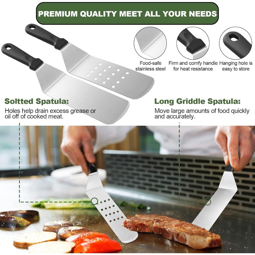 18PCS Griddle Accessories Kit, Flat Top Grill Accessories Set for Blackstone and Camp Chef, Grill Spatula Set with Enlarged Spat
