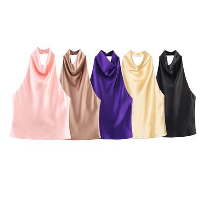Europäisches Seidensatin-Neckholder-Midikleid - Sommer 2025 Kollektion