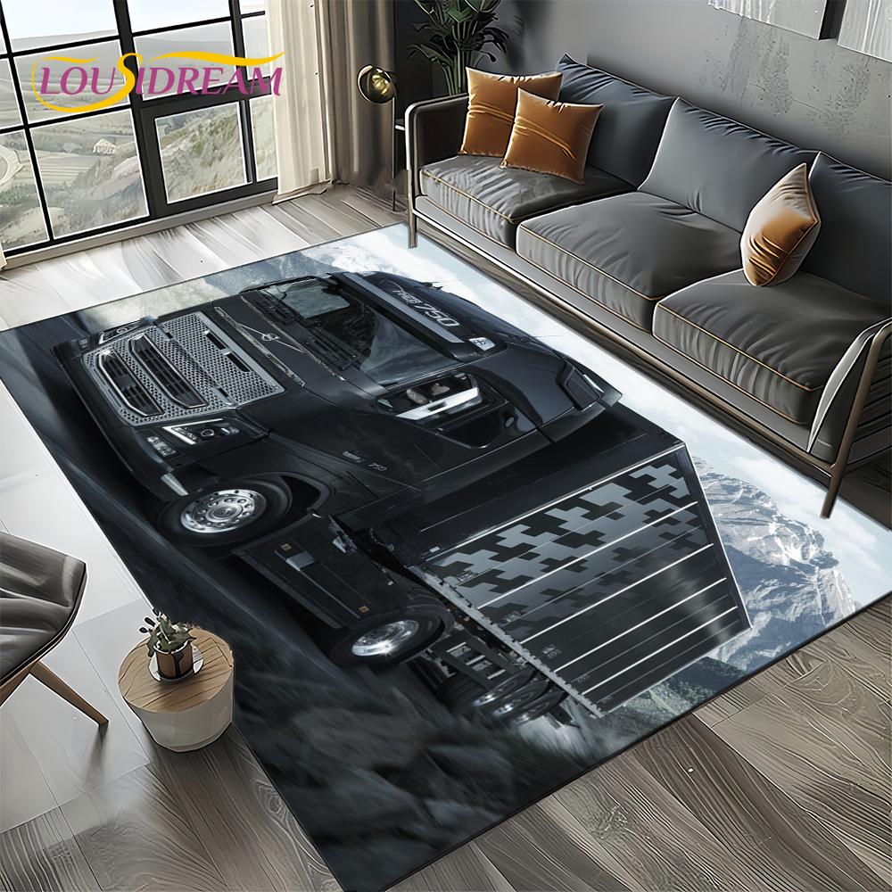 3D Print Volvo Truck Lorry Motorcycle Carpet Rug for Living Room Bedroom Home Sofa Decoration,kids Area Rug Non-slip Floor Mat