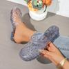 Summer Outside Wear Crystal Slippers Women 2025 New Transparent Head Hollow Leisure Sandals Slippers Slippers Fast Dry Hole