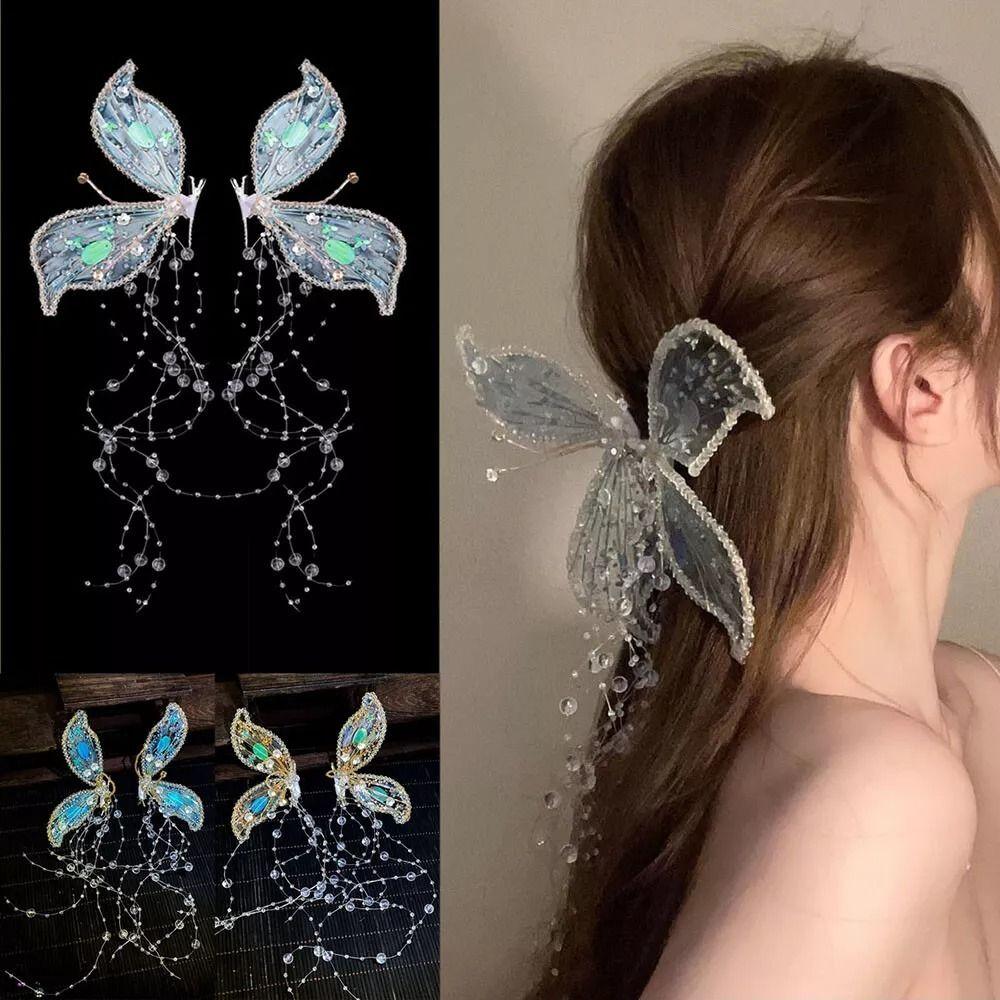 

2 шт./компл., декоративные заколки для волос, бабочка, коготь феи, головные уборы с ушками, свадебный головной убор