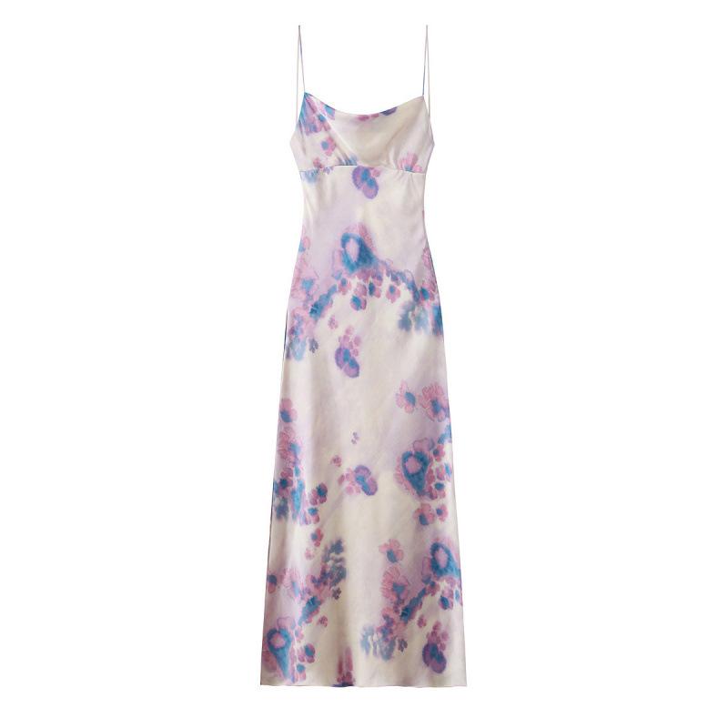 

French Summer Print Slim Mid-Length Dress for Women XS