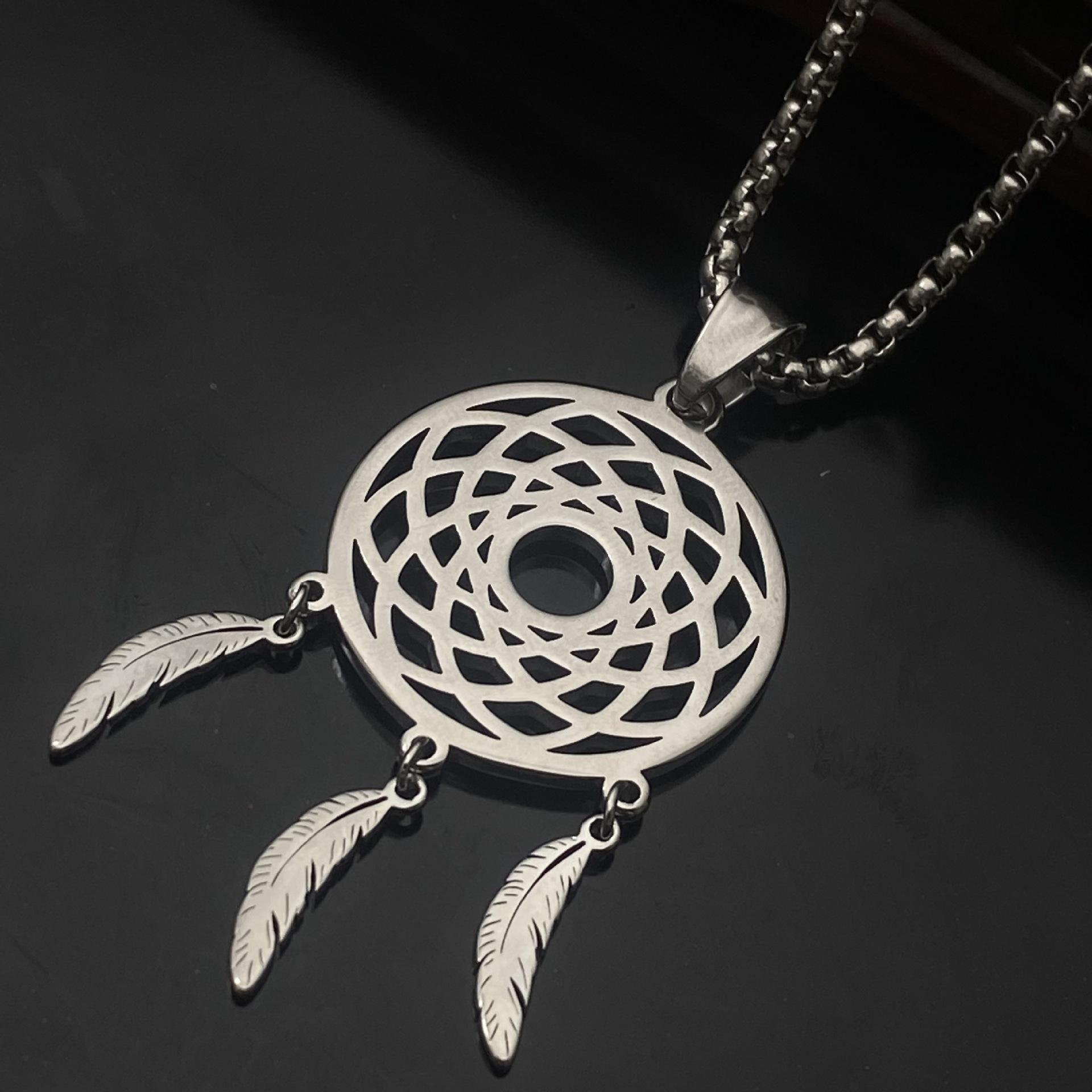 Bohemian Ethnic Tassel Feather Dreamcatcher Necklace