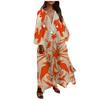 Women's Fashion Casual Bohemian Style V-Neck Long Sleeve Long Dresses Dresses