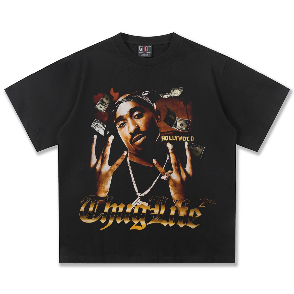 

2Pac Thug Life Graphic T-Shirt Unisex Women Oversized Hip Hop Rapper Casual Cotton Short Sleeve Vintage Hype Streetwear for Youth S
