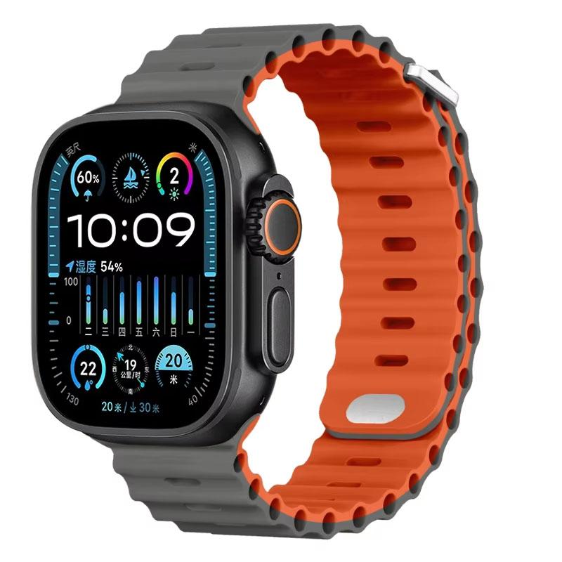 Silicone Ocean Strap For Apple Watch Band Ultra 3/2 49mm 46mm 45mm 42mm 44mm 41mm Sports Bracelet iWatch 11 10 9 8 7 6 5 SE band