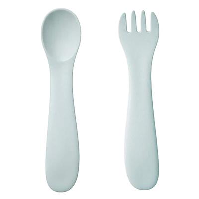 KINTO BONBO Lepel Vork Blauw Grijs Kinderen Baby Veilig Cadeau Baby Cadeau 26383 & Magnetron/Vaatwasser