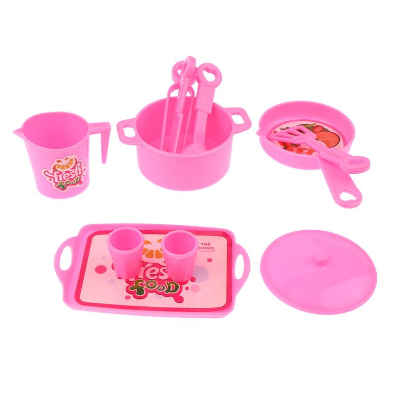 Mini Tableware Kitchenware Set Dollhouse Simulation Pot Tray Cup Set Doll Home Kitchen Decoration Pretend Play Toys Kid Gifts