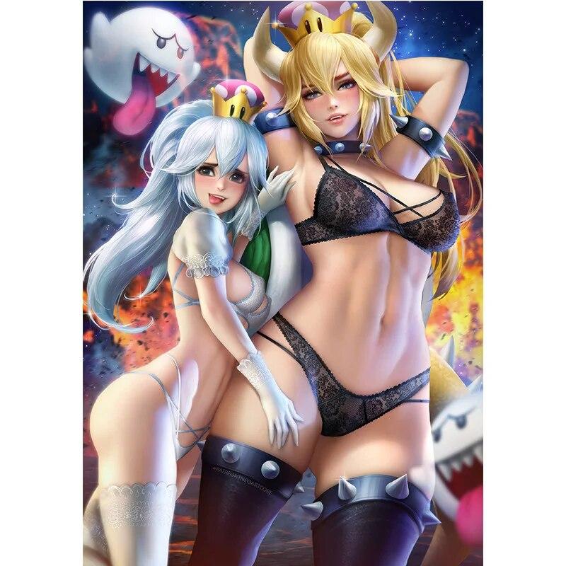 Print Canvas Game Black Stockings Warrior Nude Sexy Girl Art Living Room Bedroom Hanging Picture