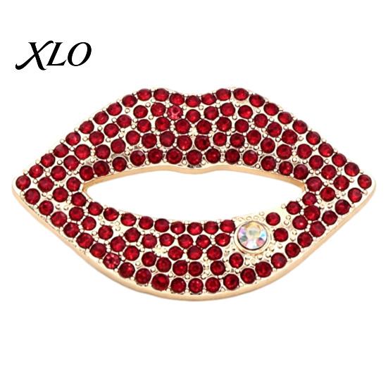 Clothing Pins Sexy Rhinestone Lip Brooch for Women, Red Shape Lapel Daily Wear Pin, Accessory Suits Coats Scarves Shawls Bags Design Jewelry
