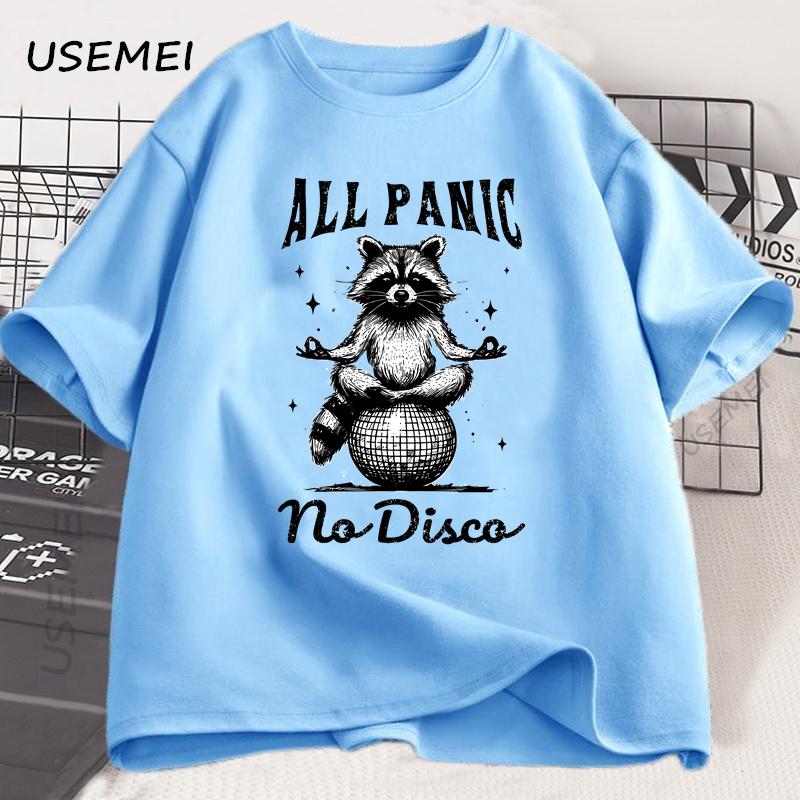 

Ретро Смешной Енот Вся Паника Никакой Дискотеки Футболка 90-х Винтажная Футболка Футболка с Коротким Рукавом Летняя Одежда Оверсайз Топы Харадзюку 4XL