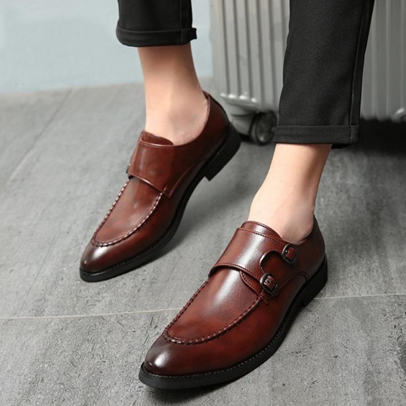 Modne męskie buty wizytowe w stylu brytyjskim, biznesowe, szpiczaste, skórzane, klasyczne, casualowe mokasyny wsuwane do jazdy, męskie buty brogowe