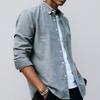 Men Solid Oxford Long Sleeve Button Down Shirt With Chest Pocket, EU Size Casual Dress Shirt for Amazon Cross-border