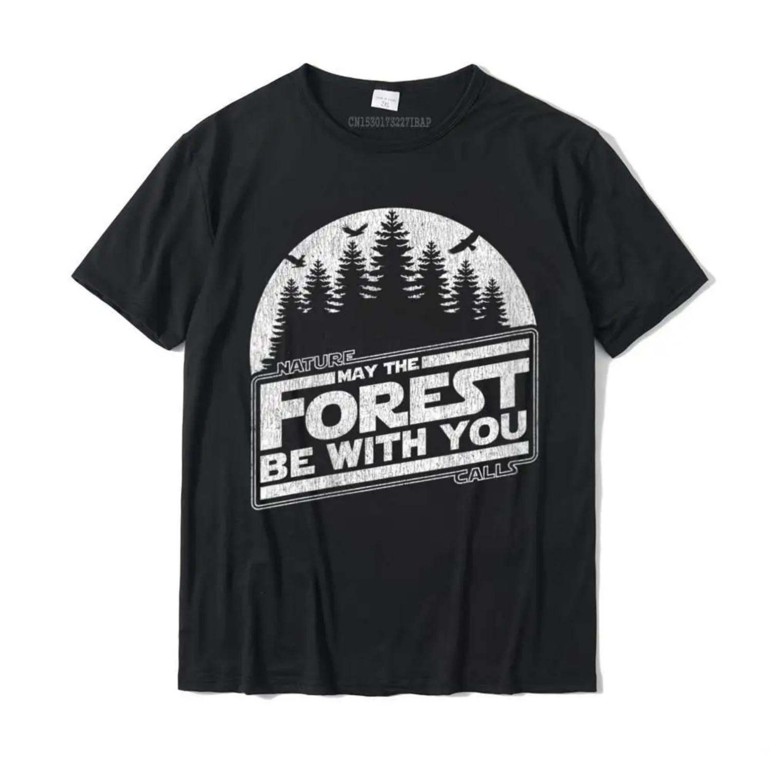 

Womens May The Forest Be With You Nature Camp Graphic T-Shirt Cotton T Shirts for Men Printed Tops T Shirt Funny Party S чёрный