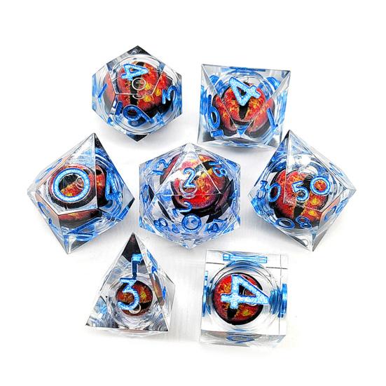 

Набор из 7 смоляных кубиков с глазом дракона, заостренные углы, вращающиеся, широкое применение, универсальные для D&D и настольных игр синий