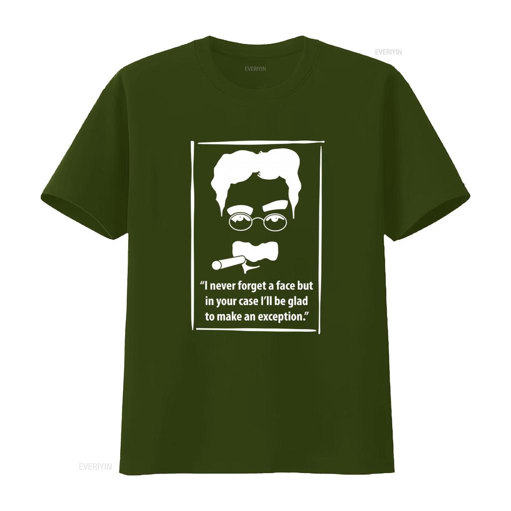 Groucho Marx Inspired Mens T Shirt with Never Forget a Face Quote Unique Design for Humor Lovers Vintage Washed Stylish