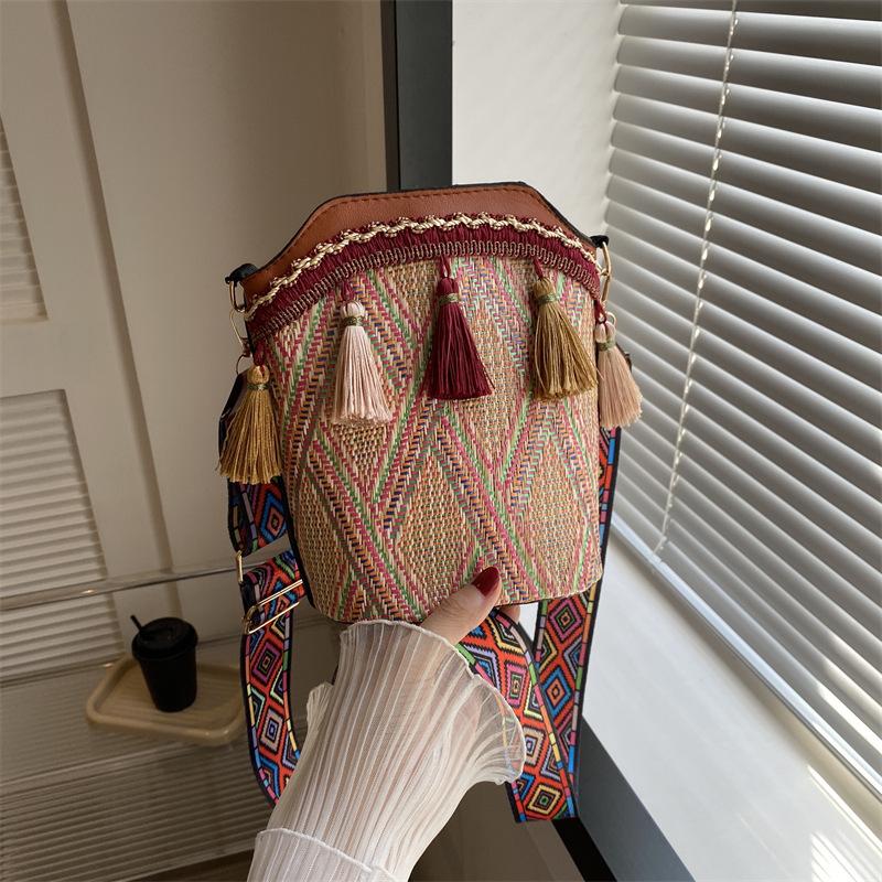 

Модная сумка на одно плечо в художественном и этническом стиле Su Crossbody Маленькая женская сумка-ведро темно-коричневого