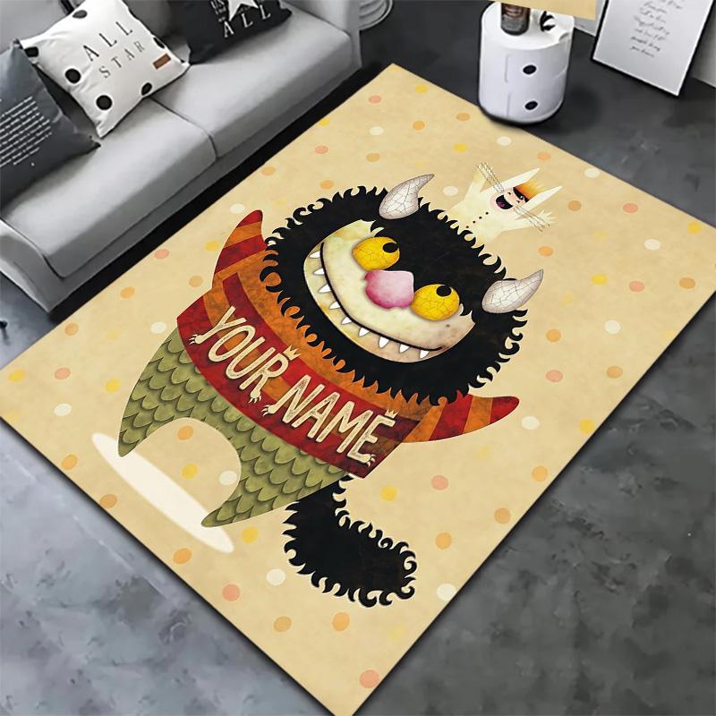 Monster Adventure Custom Name Carpet Rug For Living Room Bedroom Home Sofa Decoration Kids Play Nonslip Floor Mat