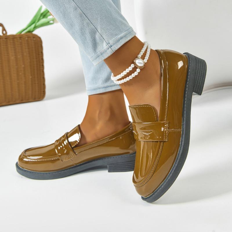 Women's Platform British Style Small Leather Shoes Spring and Autumn New Thick Heel Single Shoes Platform Large Size Versatile Loafers