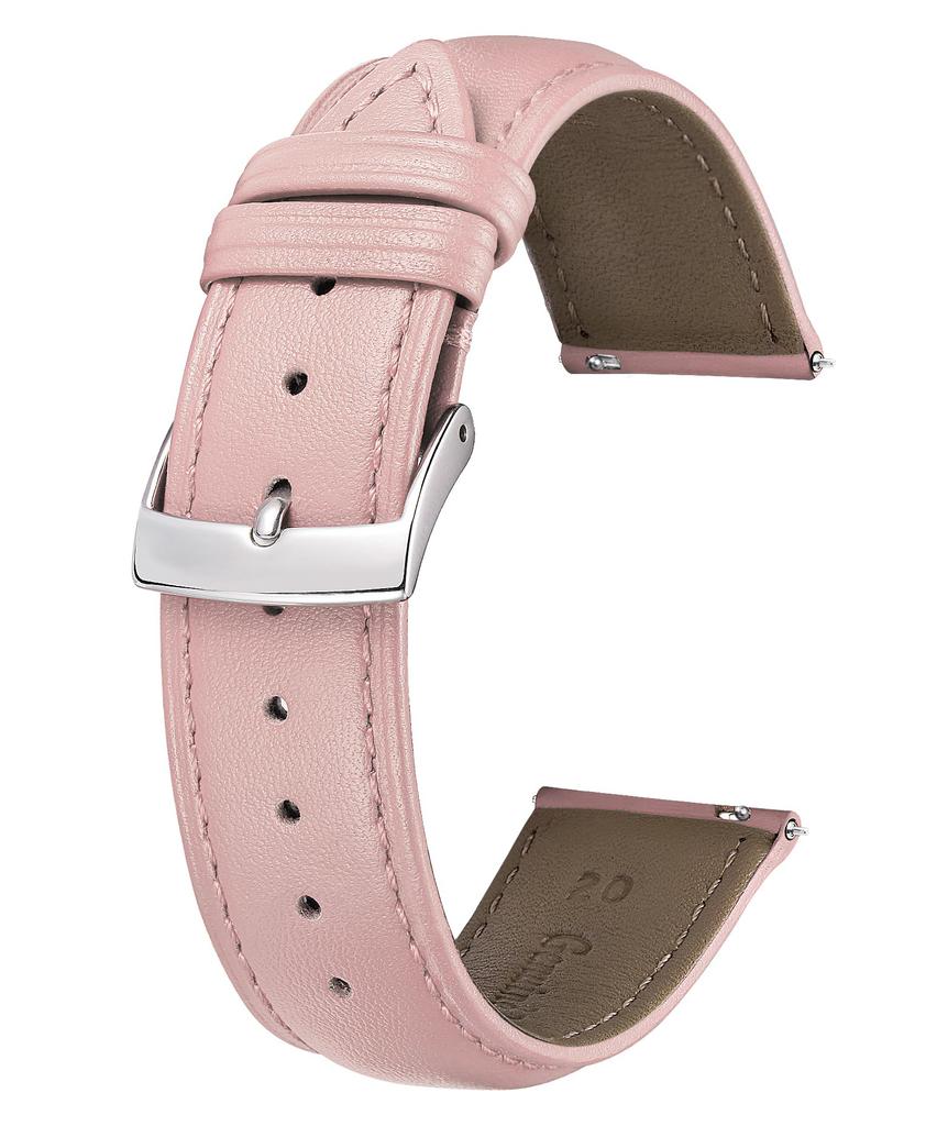 BINLUN Leather Watch Quick Multiple Stylish Replacement Soft and Unisex Strap, Release, Colors, Strap, Breathable, (20mm, Pink)