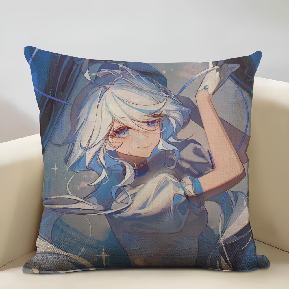 Genshin Impact Furina Cushion Household Decoration Linen Sofa Cushion Cover: Skin-Friendly & Breathable with Invisible Zipper