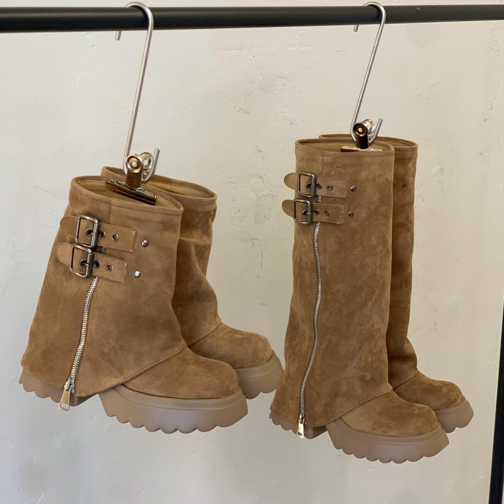 Retro brown platform short boots women's autumn and winter new British style heightening small locomotive boots sweet cool knight