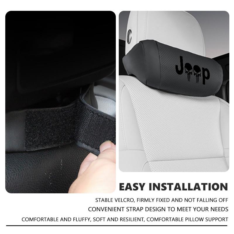 Nappa Leather Car Headrest Neck Support Pillow with Cloud Cotton Fill For Jeep Compass Renegade Cherokee Wrangler JK Patriot