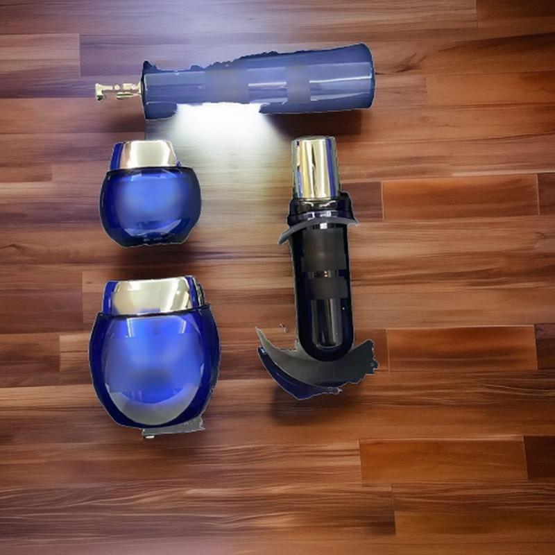 Black Pearl Firming Anti-Wrinkle Set: Soothing Toner, Hydrating Eye & Face Cream, and Essence Lotion.