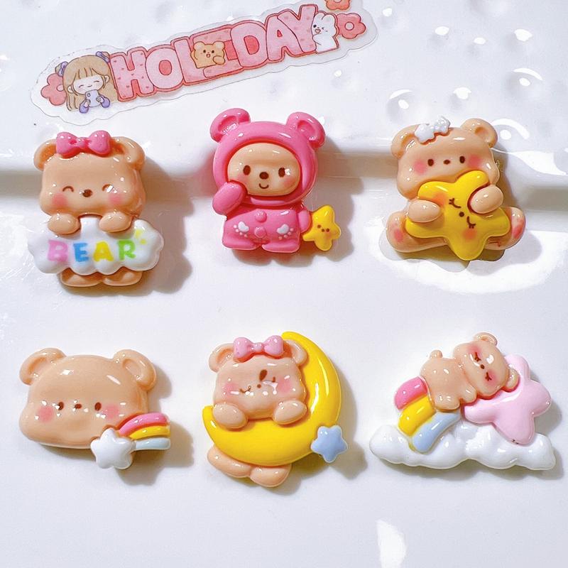 

10Pcs Latest Kawaii Animation Animal Good Night Little Bear Series Resin Scrapbook Diy Jewelry Kids Present Hairpin Accessories A83