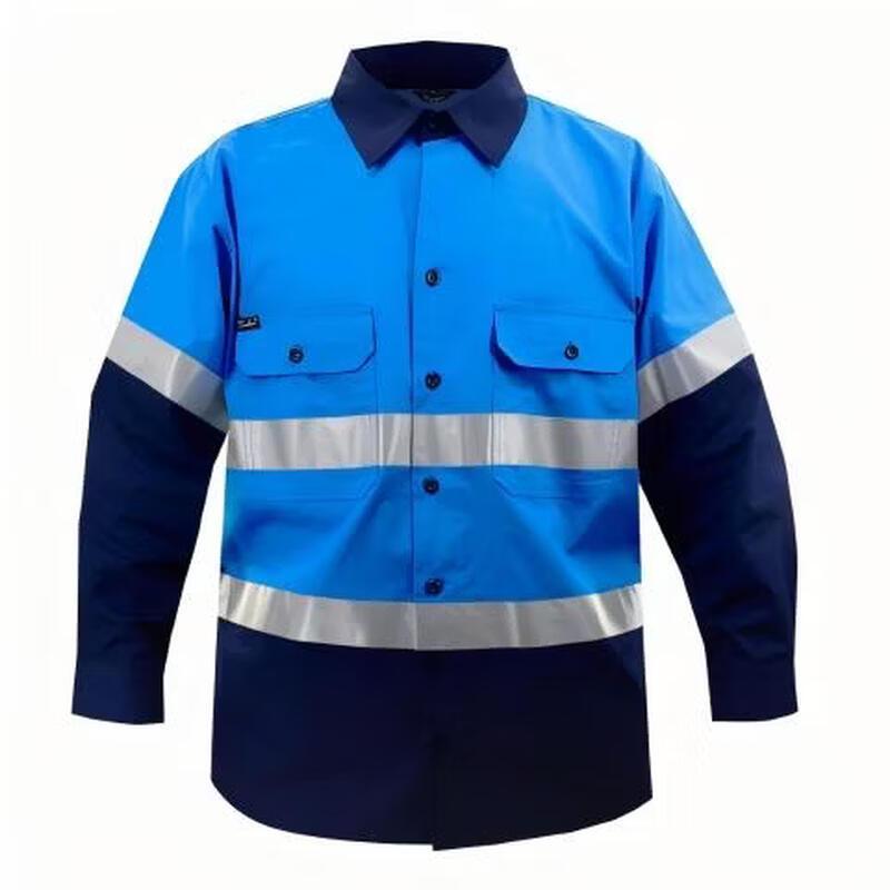 DAXTE Reflective Long Sleeve Cotton Work Shirt