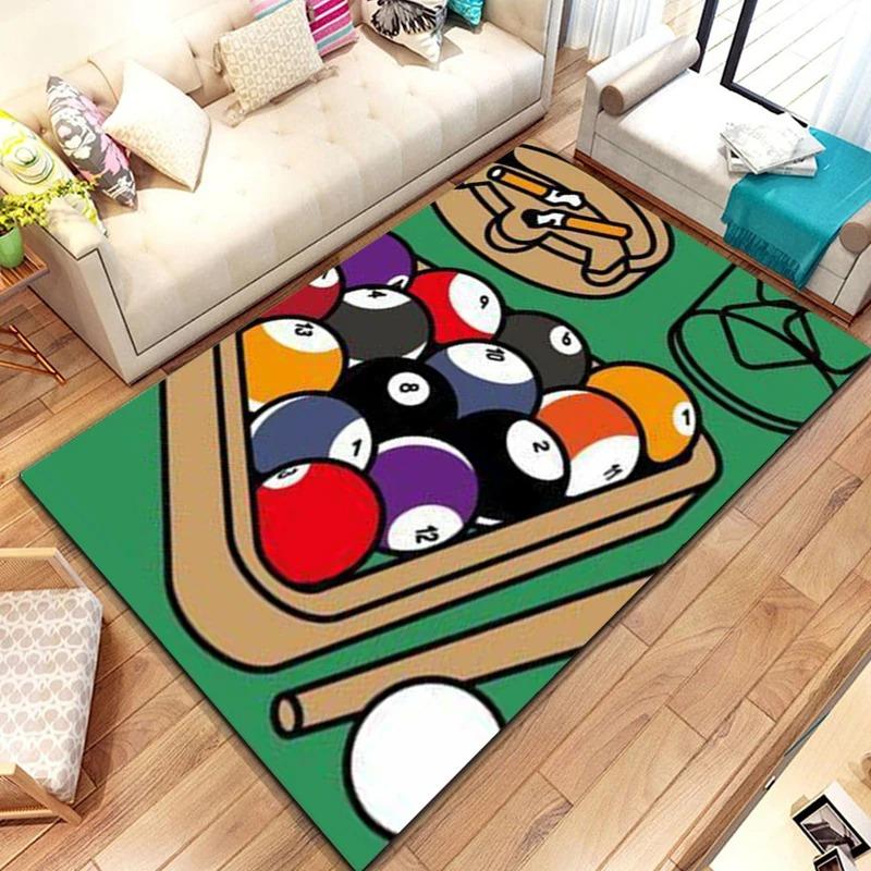 Billiard Sports Carpet Mat Rug Pool Balls Cue Triangle Rack Game Room Home Decoration Floor Mat Rugs for Bedroom Home Carpets
