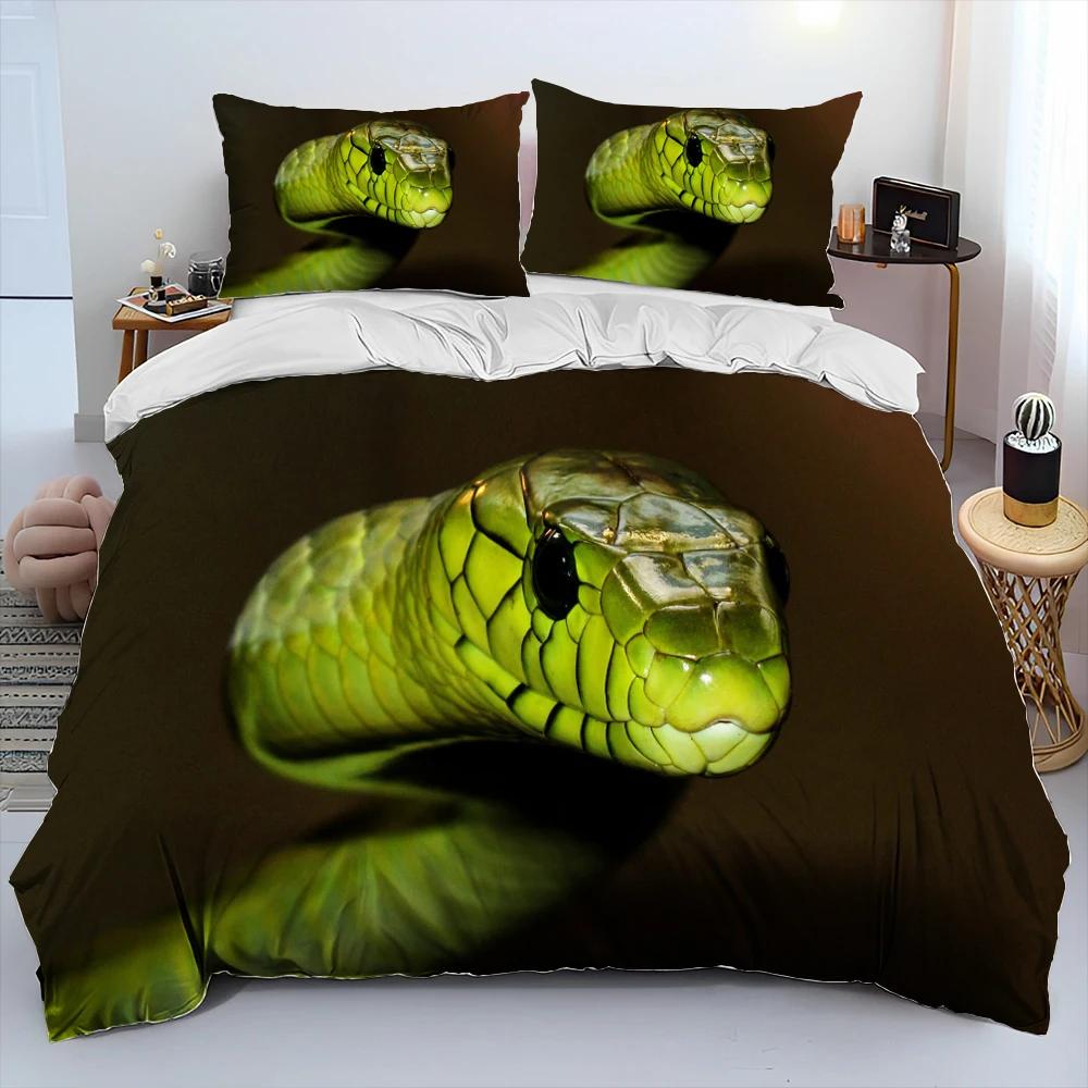 

Комплекты постельного белья с рисунком ужасной змеи Cobra, комплекты из трех предметов с рисунком большой пасти змеи, мягкие, удобные и дышащие 229x229cm 90x90in