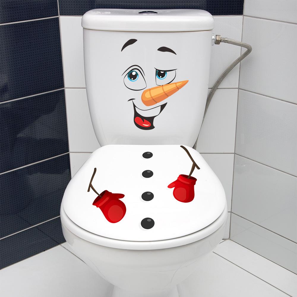 Christmas Snowman Toilet Lid Decal - Waterproof, Self-Adhesive PVC Bathroom Sticker for Festive Holiday Decor,Best for Christmas