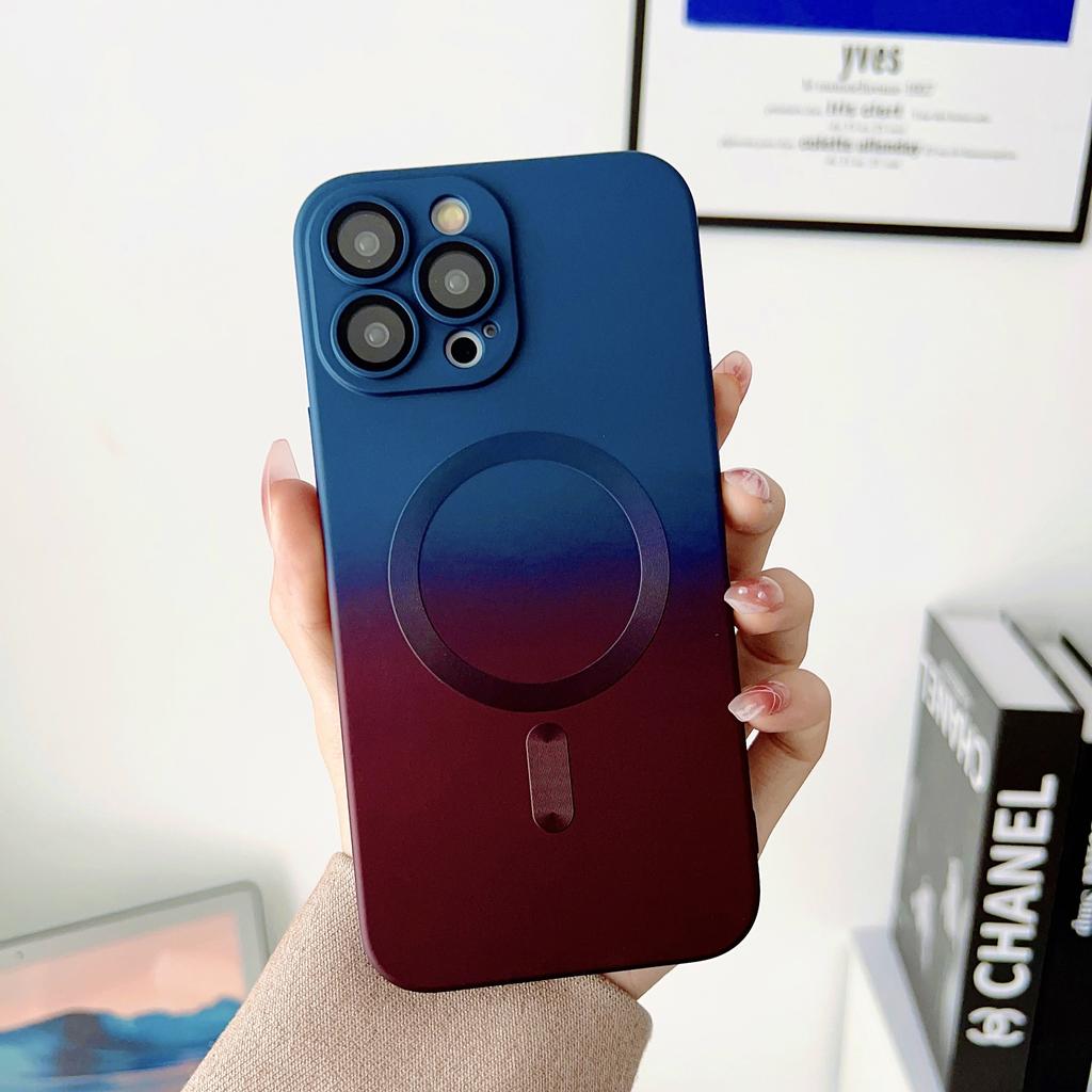Luxury Magsafe Wireless Charge Gradient Pattern Phone Case For iPhone 15 14 13 12 11 Pro Max Plus Soft Magnetic Silicone Cover