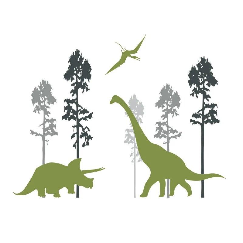 Forest Dinosaur PVC Wall Stickers Cartoon Kid Wall Decals Removable Decals Wallpapers for Children Bedroom Nursery Home Decor